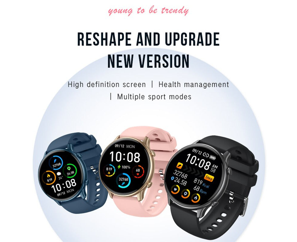 For Xiaomi Samsung Phone Fashion Smart Watch Women Men Exercise Heart Rate Blood Pressure Fitness Tracker Waterproof Smart Watch - Black Silicone Belt