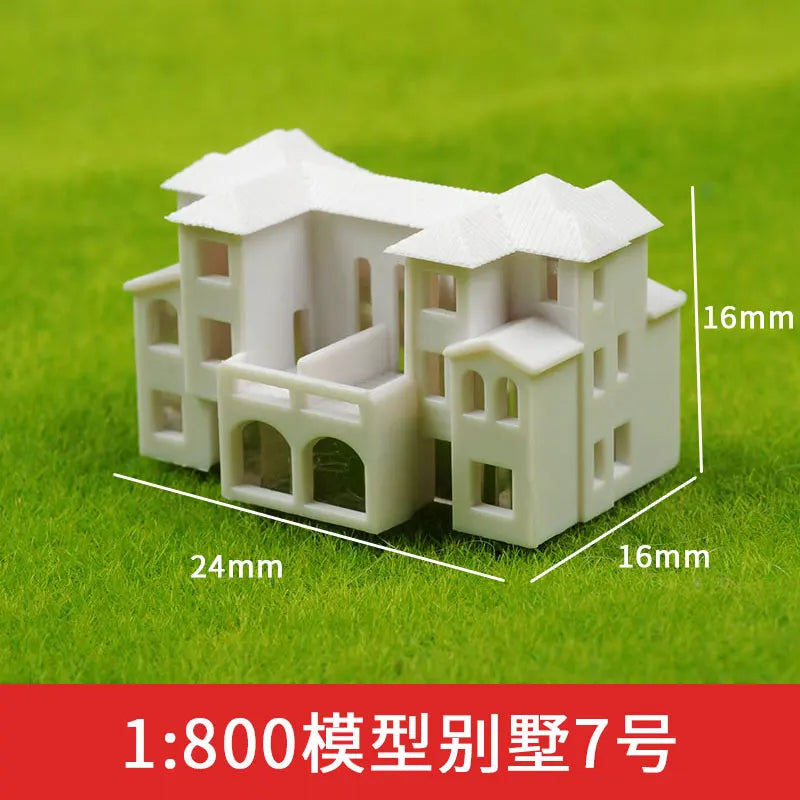 2Pcs Miniature House Miniature City Scenery 1/500 1/800 HO Scale Model Train OO Gauge Railway Accessories Model Building Diorama