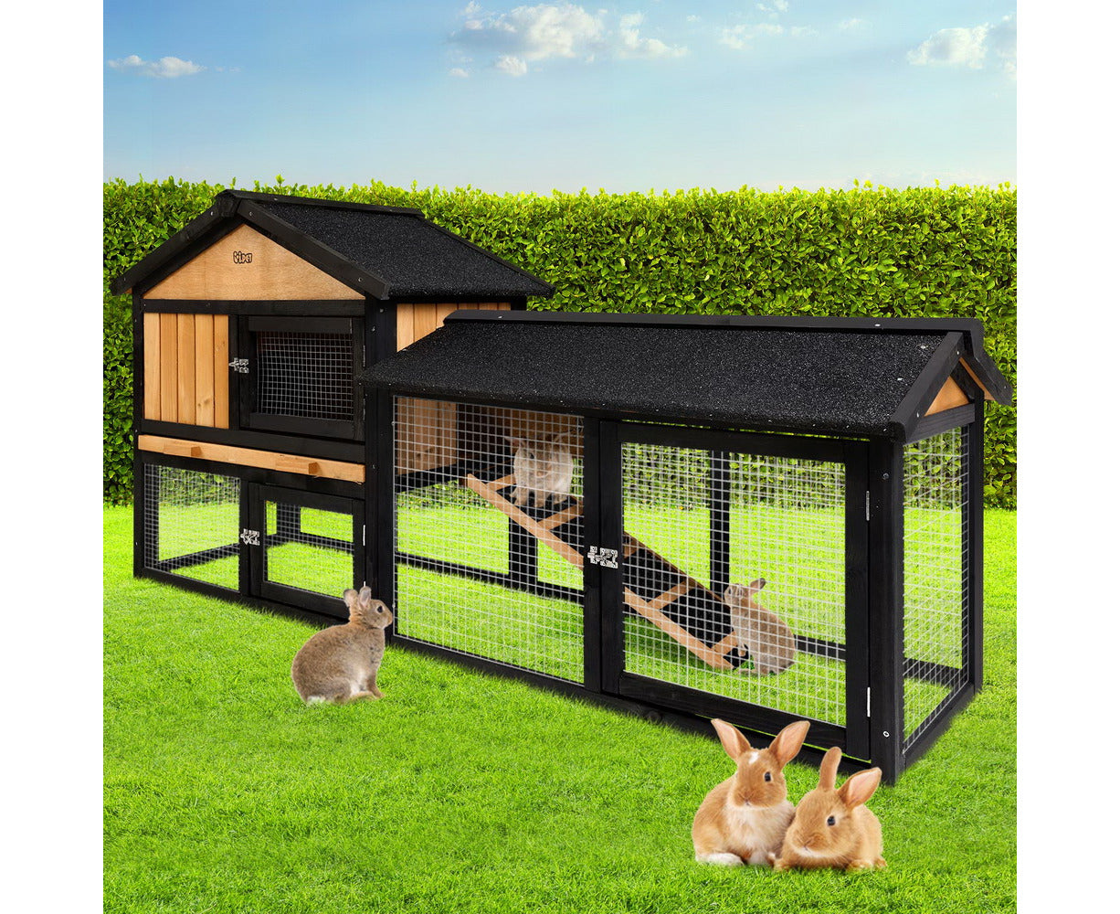 I.Pet Chicken Coop Rabbit Hutch 165Cm X 43Cm X 86Cm Extra Large Run House Cage Wooden Outdoor