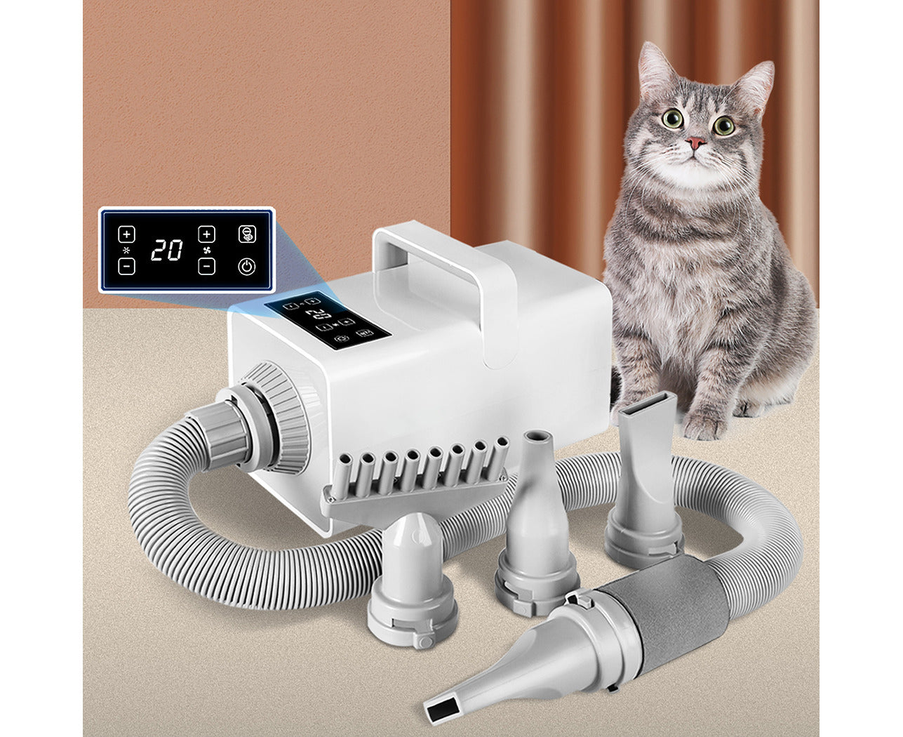 Pet Hair Dryer Dog Cat Led Grooming Hairdryer Blower Heater Low Noise 3200W