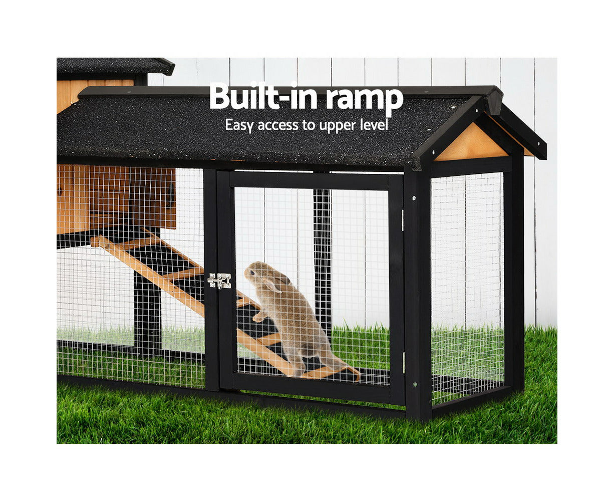 I.Pet Chicken Coop Rabbit Hutch 165Cm X 43Cm X 86Cm Extra Large Run House Cage Wooden Outdoor