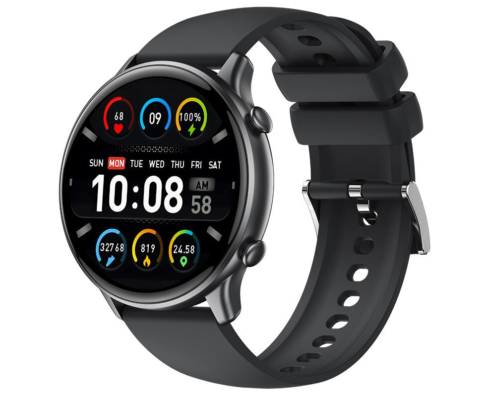 For Xiaomi Samsung Phone Fashion Smart Watch Women Men Exercise Heart Rate Blood Pressure Fitness Tracker Waterproof Smart Watch - Black Silicone Belt