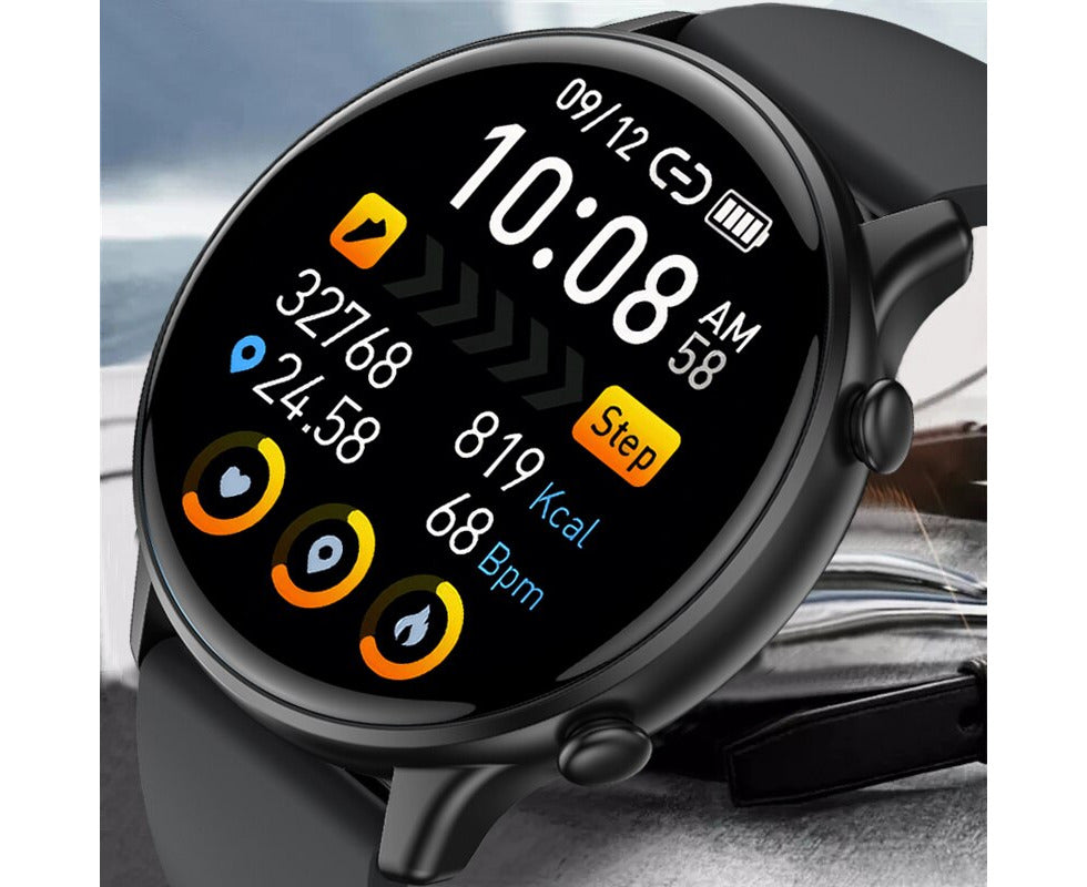 For Xiaomi Samsung Phone Fashion Smart Watch Women Men Exercise Heart Rate Blood Pressure Fitness Tracker Waterproof Smart Watch - Black Silicone Belt