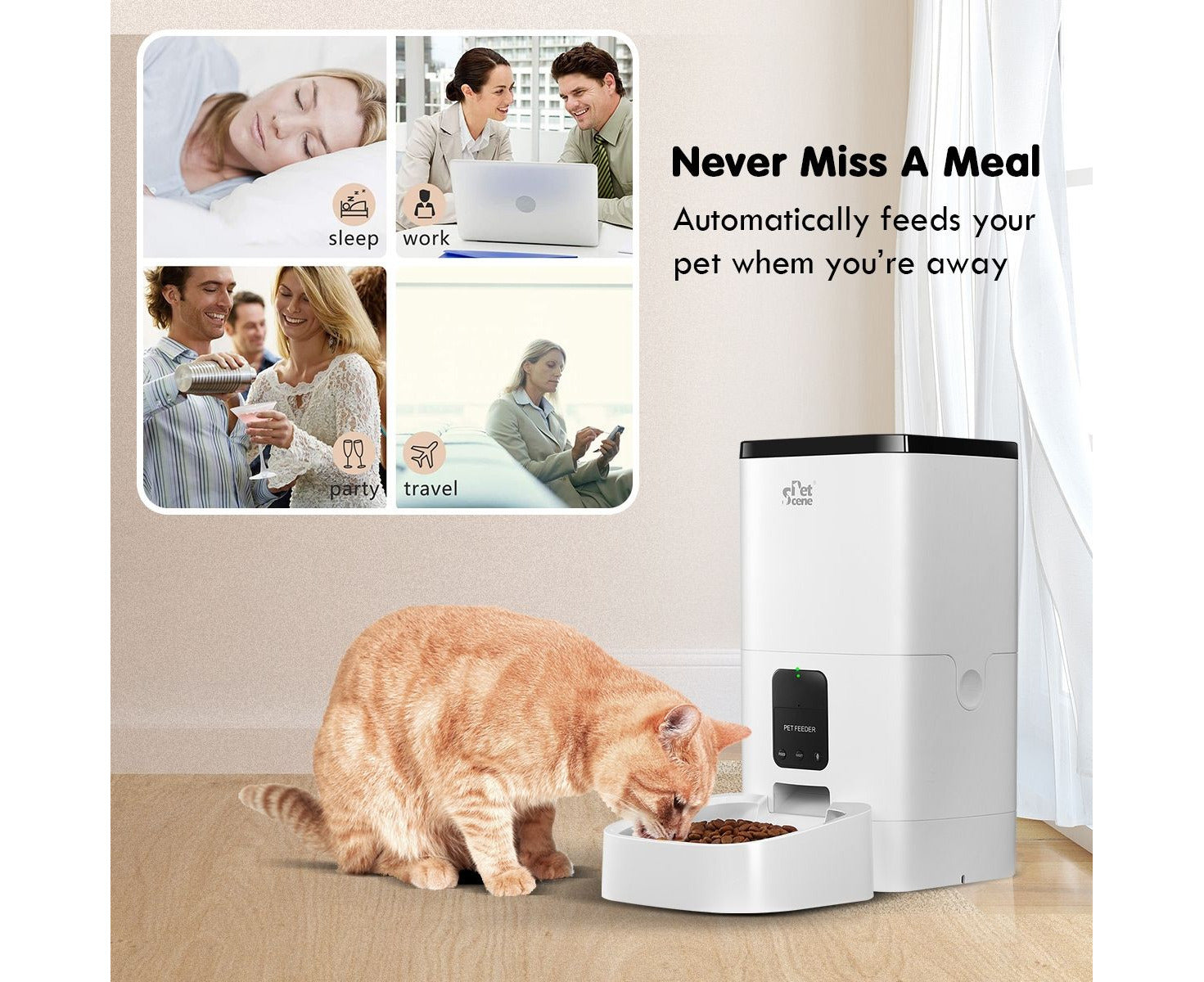 Petscene 6L Automatic Pet Feeder Wi-Fi Enabled Smart Dog Cat Feeder with App Remote Control