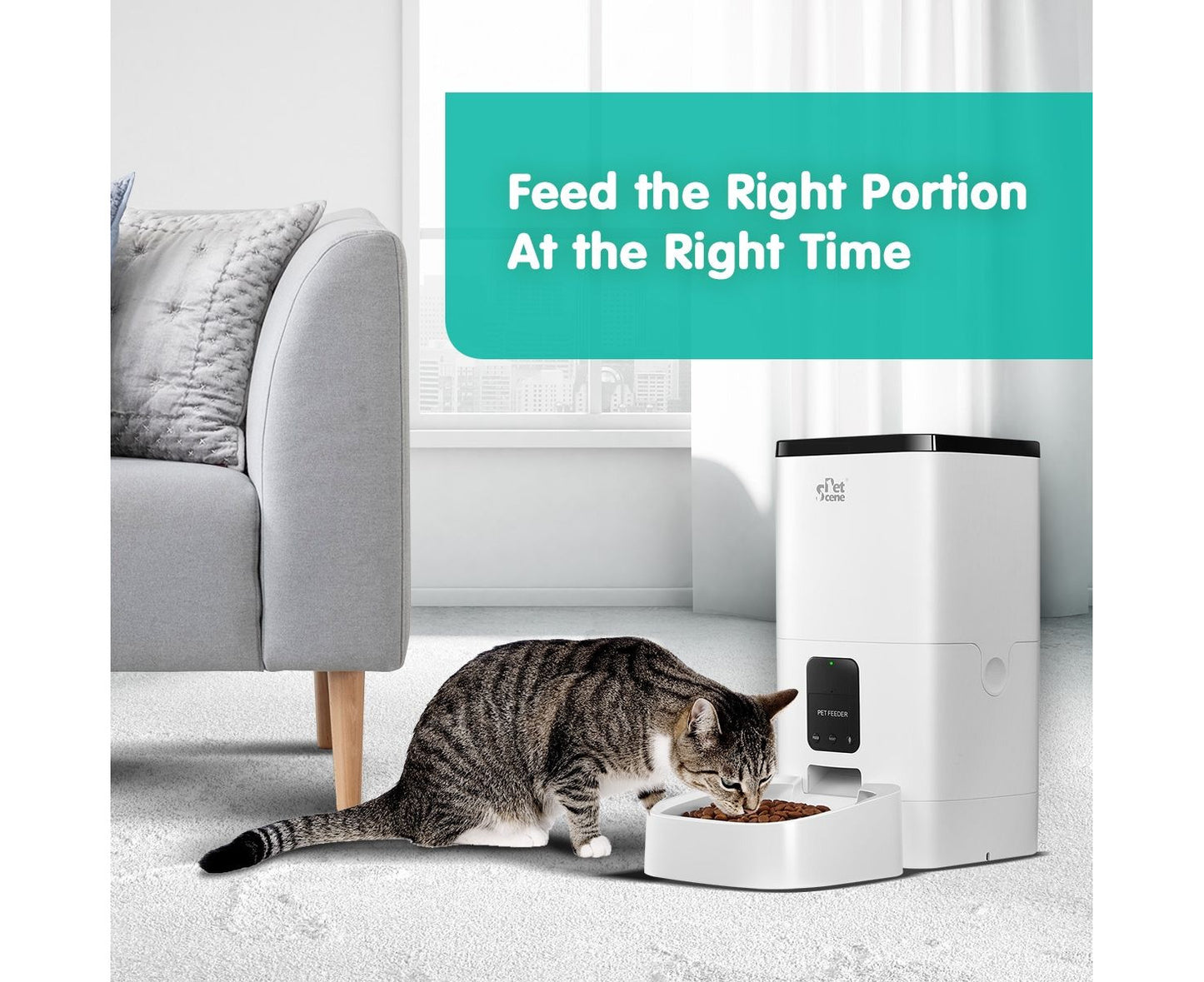 Petscene 6L Automatic Pet Feeder Wi-Fi Enabled Smart Dog Cat Feeder with App Remote Control